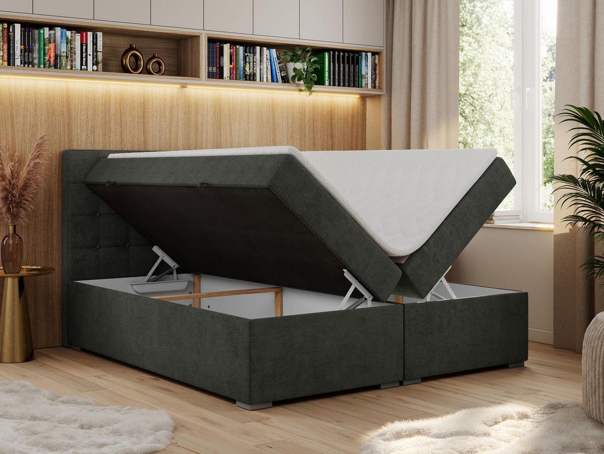BOXBETT CARMEN 200/200 Dunkelgrau Struktur - H3 - Dunkelgrau, Holz/Textil (200/200cm) - MKS