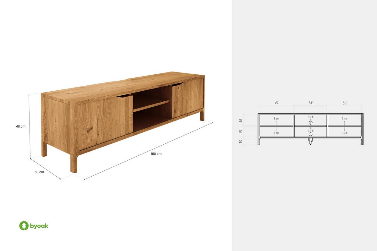 TV-SCHRANK PAUL Wildeiche - Wildeiche, Holz (160/48/50cm) - byoak