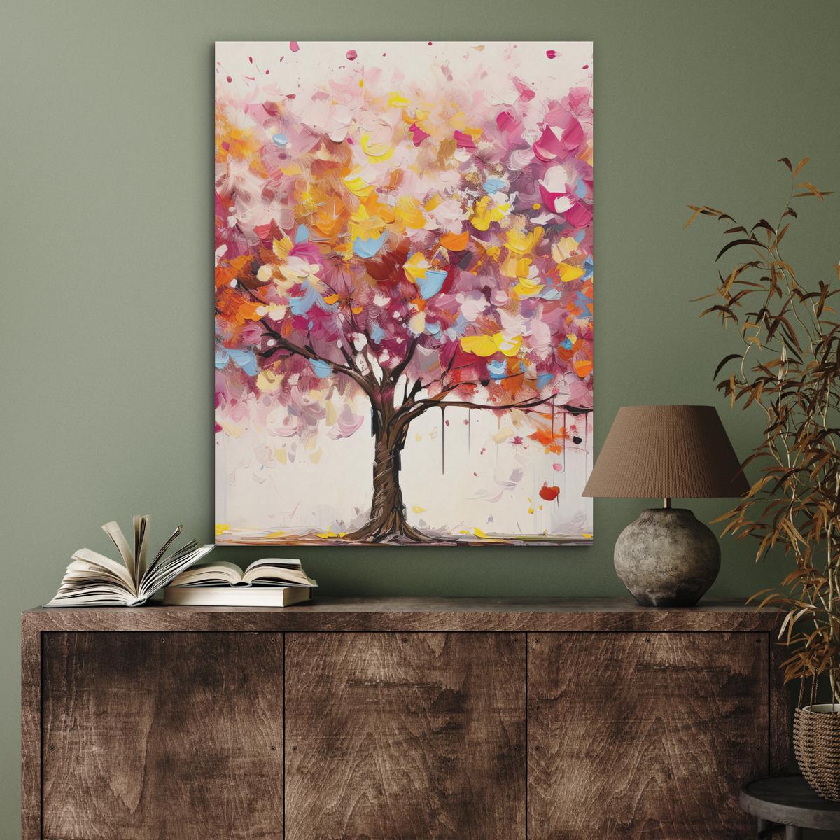 AKUSTIKBILD Aquarell - Baum - Kunst - Abstrakt Wandbilder 60x80 cm - Multicolor, Kunststoff (60/80/0.9cm) - MuchoWow
