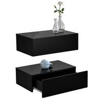 NACHTTISCH Oslo, 2er Set, hängend, mit Schublade - Schwarz, Holzwerkstoff (46/15/30cm) - [en.casa]