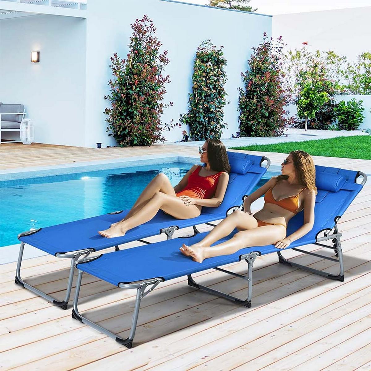 SONNENLIEGE 86cm Blau - Blau, Metall (194/86/60cm) - COSTWAY