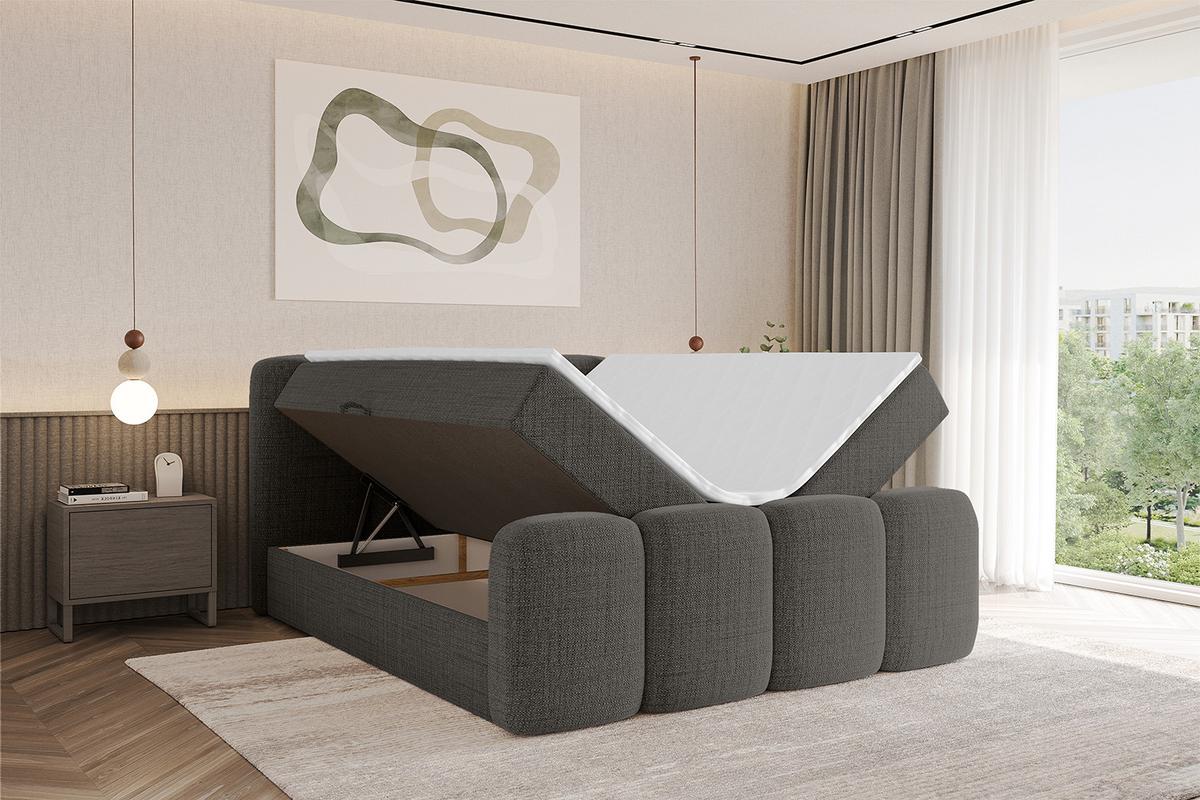 BOXBETT mit Matratze H4 und Lattenrost - NINA-Z - 160x200 cm - Grau - Grau, Holzwerkstoff (160/200cm)