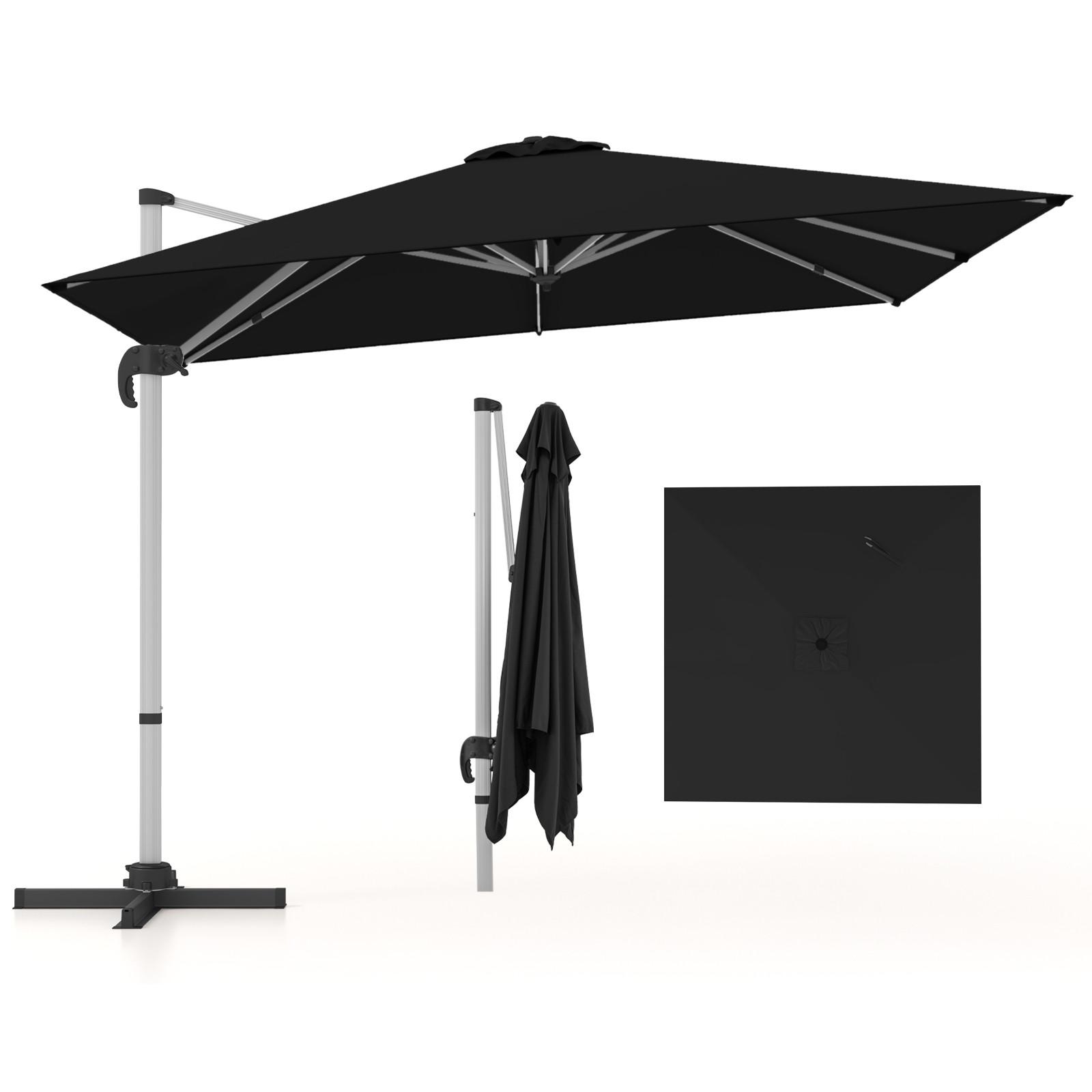 AMPELSCHIRM 300cm Schwarz - Schwarz, Metall (300/300cm) - COSTWAY