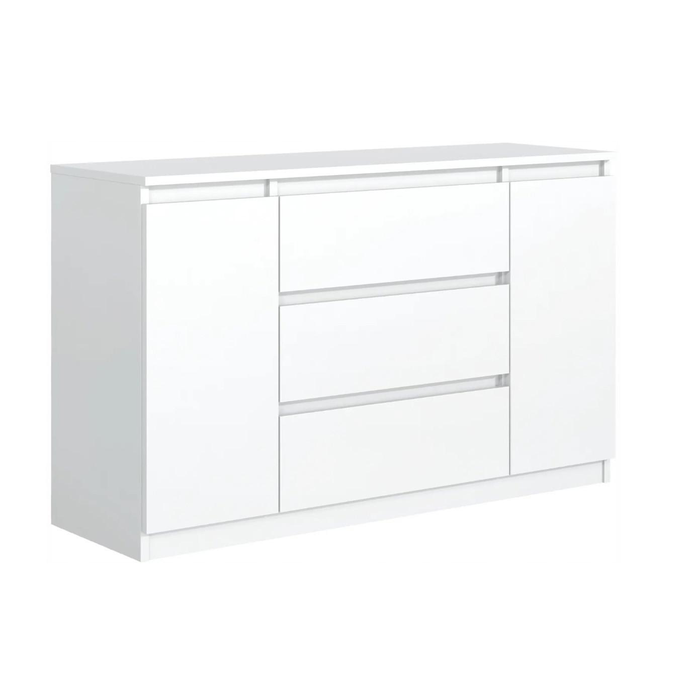 SIDEBOARD LUMINO 140/77/33 cm mit 3 Schubladen 2 Türen Weiß - Weiß, Holzwerkstoff (140/77/33cm) - MASSENO