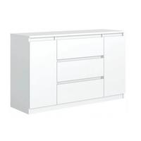 SIDEBOARD LUMINO 140/77/33 cm mit 3 Schubladen 2 Türen Weiß - Weiß, Holzwerkstoff (140/77/33cm) - MASSENO