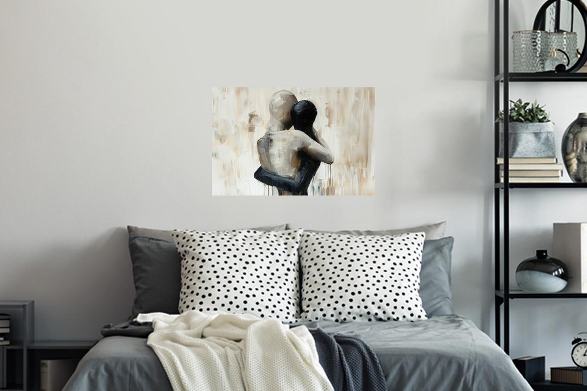 WANDTATTOO Abstrakt - Liebe - Schwarz und weiß - Modern Deko Wohnzimmer 60x40 cm - Schwarz, Kunststoff (60/40/0.1cm) - MuchoWow