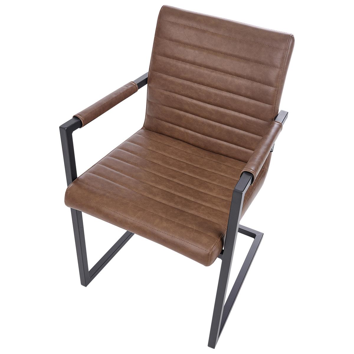 KONFERENZSTUHL 2er-Set Kunstleder Braun Buford - Braun, Kunststoff (52/87/54cm) - Beliani
