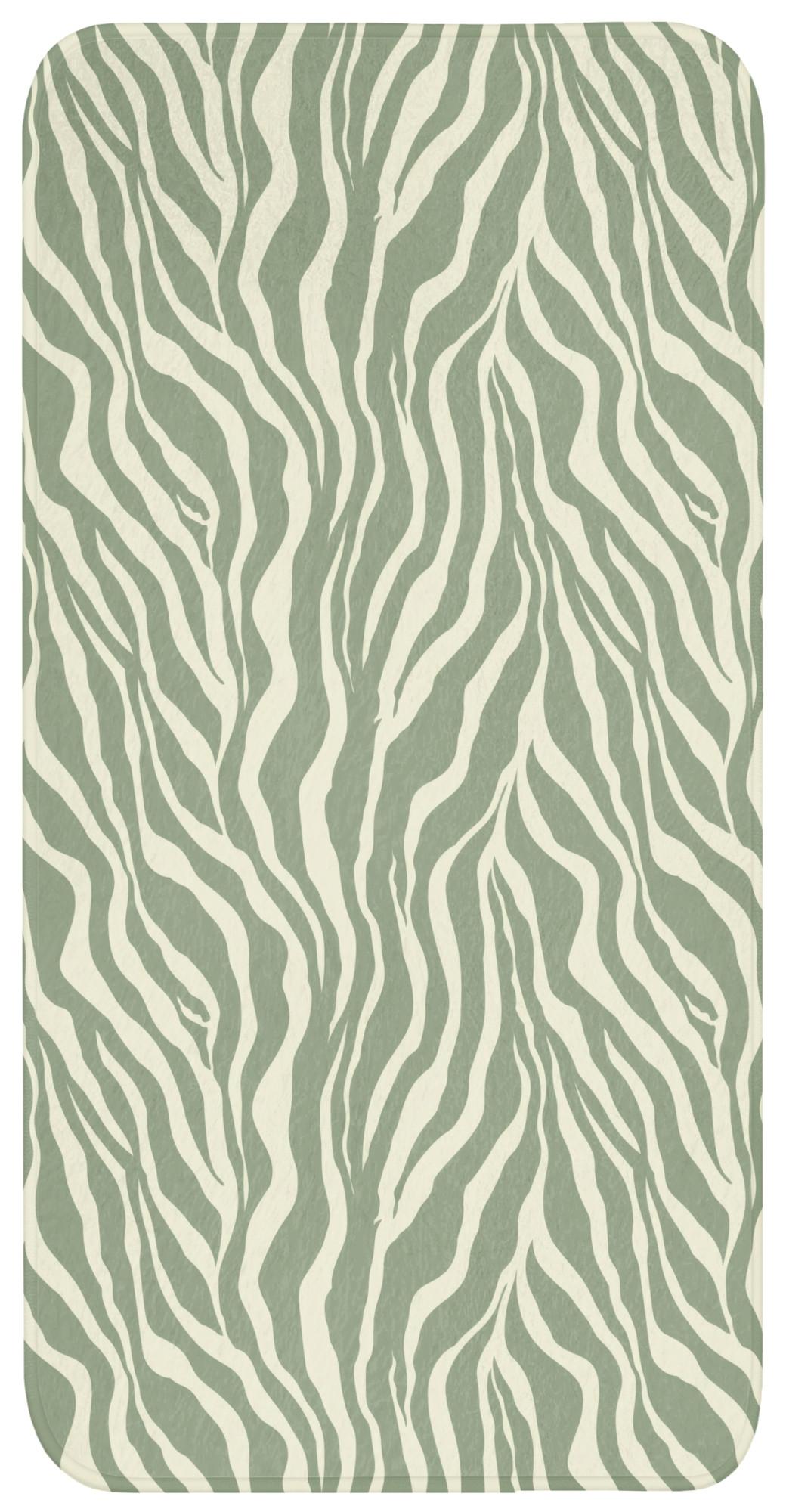 BADEMATTE Zebra - Motiv - Grün Badteppich 60x120 cm - Salbeigrün, Textil (60/120cm) - OnlyWow