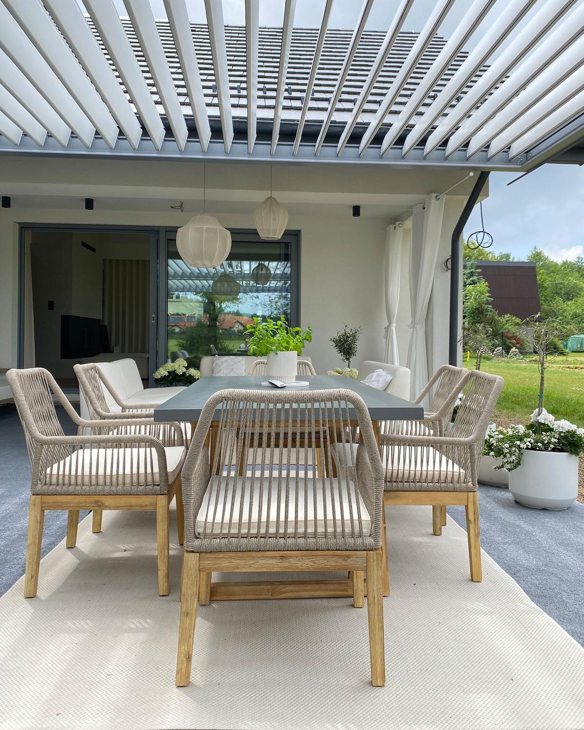GARTENTISCH Beton/Akazienholz 180/90 cm Oria - Hellbraun/Grau, Stein (90/180/75cm) - Beliani