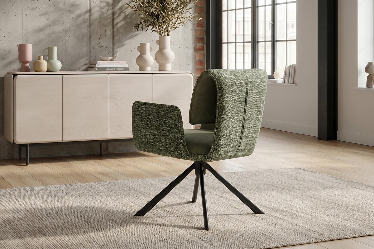 ESSZIMMERSTUHL EDENIA Grün Webstoff Drehbar (360°) (1er-Set) - Grün, Kunststoff/Textil (60/86/65cm) - KAWOLA