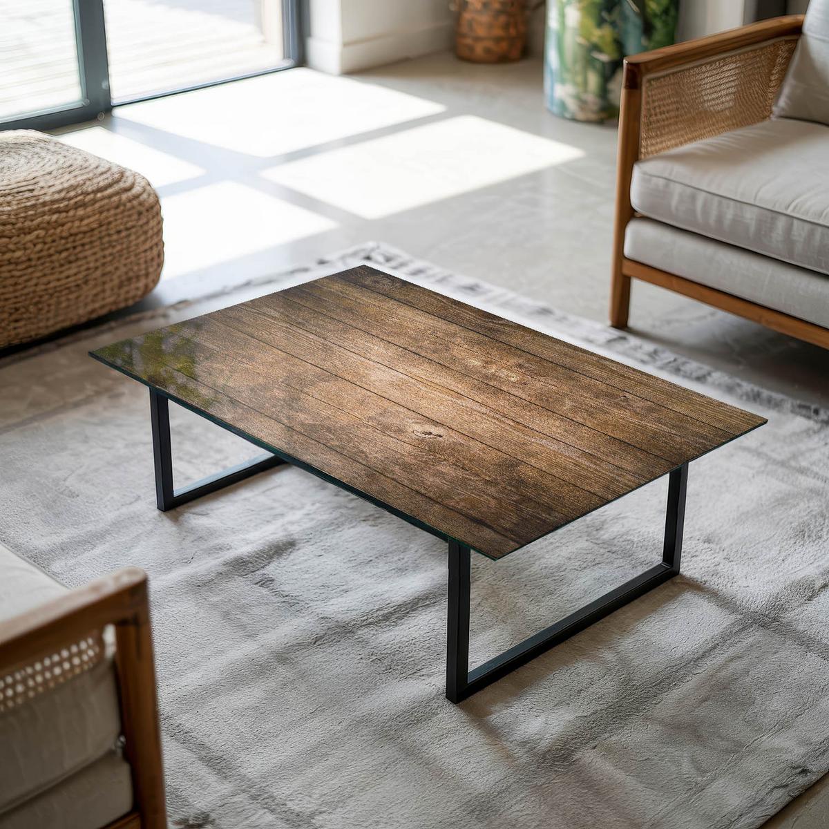 TISCHPLATTE 100x70 cm Der Aufbau von Holzbrettern - Dunkelbraun, Glas (0.4/100/70cm) - TULUP