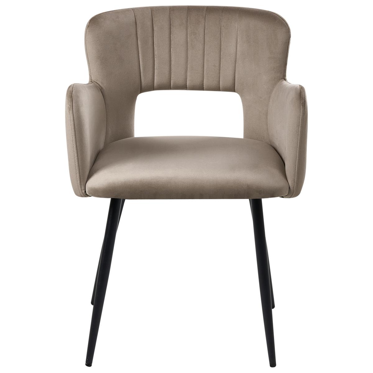 ESSZIMMERSTUHL 2er-Set Samtstoff Taupe Sanilac - Taupe, Textil (54/76/50cm) - Beliani