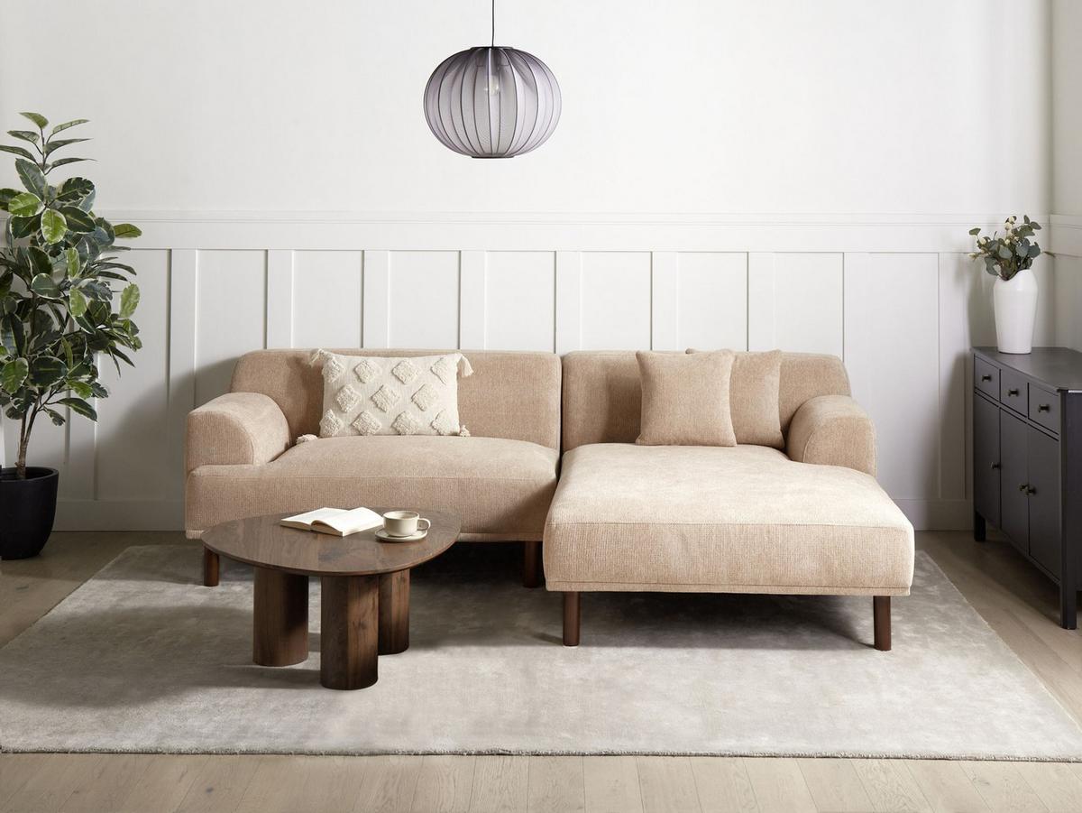 ECKSOFA 3-Sitzer Stoff Beige linksseitig Holt - Beige, Textil (241/159cm) - Beliani