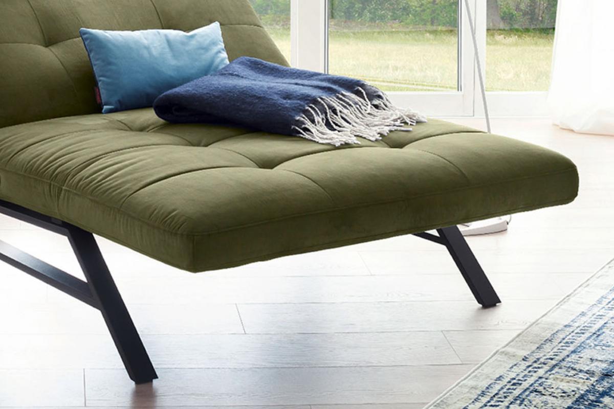 LIEGE MIT MOTORISCHER RELAXFUNKTION AMERIVA Dunkelgrün Velvet Relaxfunktion - Dunkelgrün/Schwarz, Textil (120/110/158cm) - KAWOLA