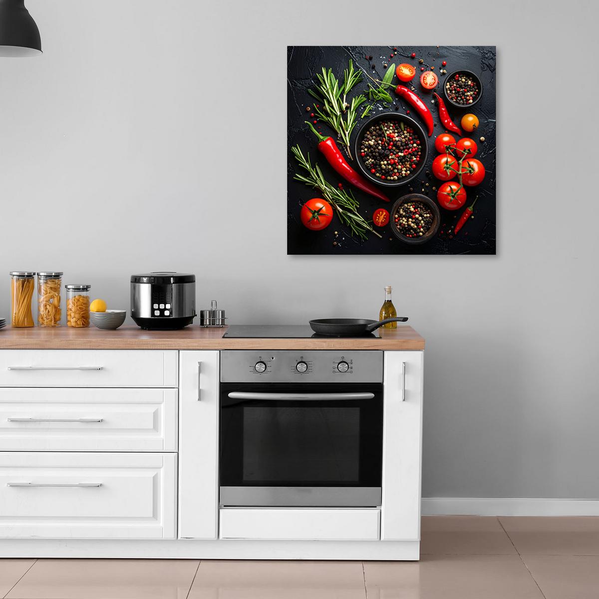 LEINWANDBILD Essen & Trinken 60x60cm - Rot, Textil (60/60cm) - Feeby