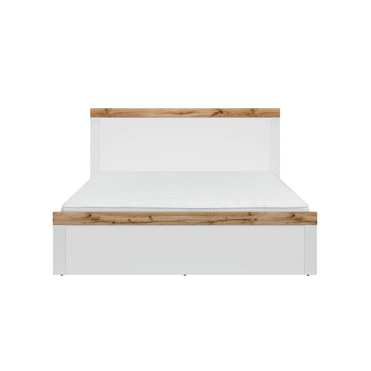 BETT 160/200 Hella Weiß und Holz - Weiß, Holzwerkstoff (160/200cm) - Petits-meubles