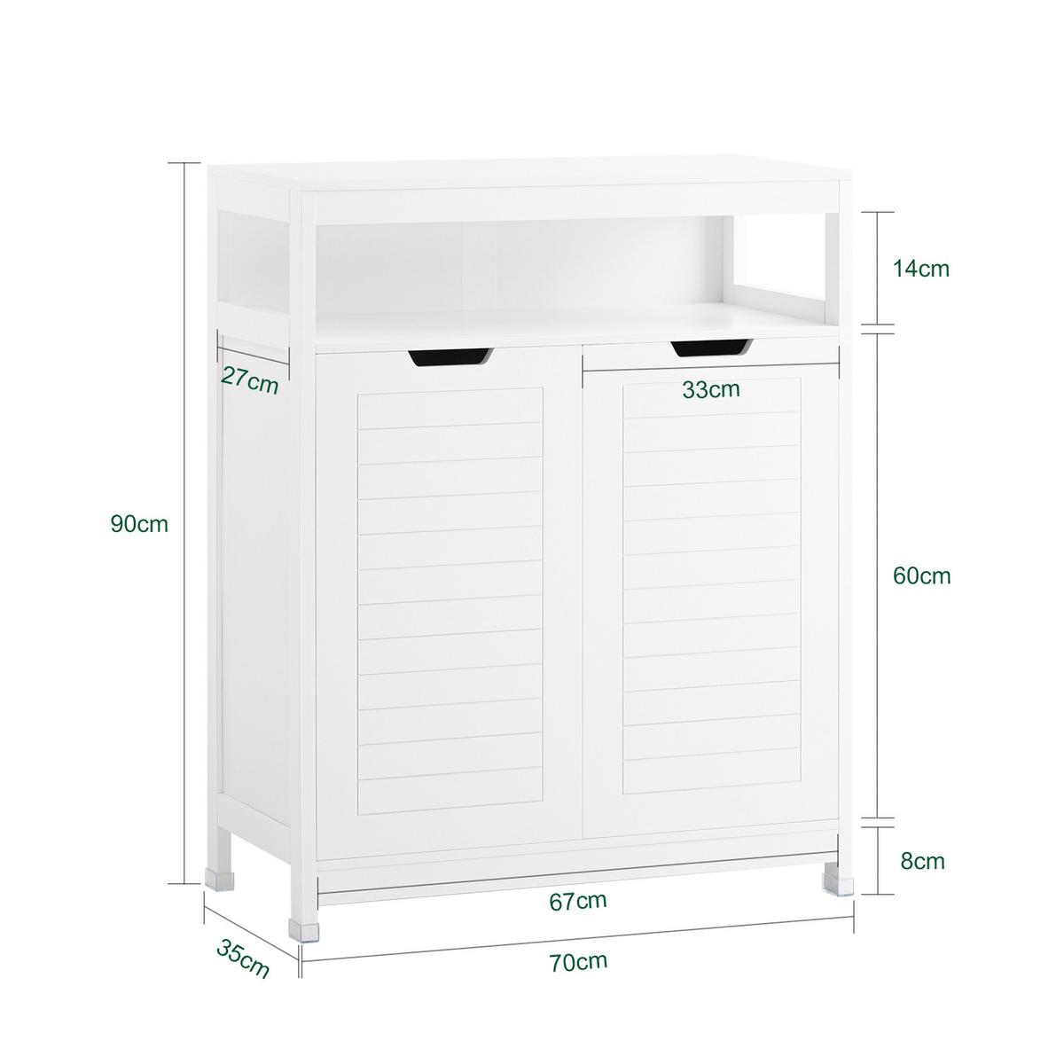 BADEZIMMERSCHRANK Weiß - Weiß, Holzwerkstoff (70/90/35cm) - SoBuy