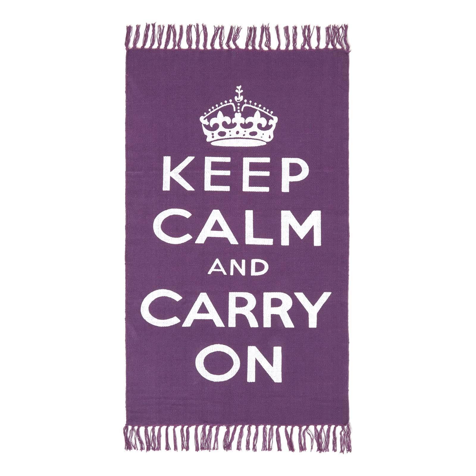 BAUMWOLLTEPPICH Keep Calm and Carry On 60/100 cm - Lila, Textil (60/100cm) - Homescapes
