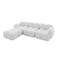 ECKSOFA modulares Sofa Links Miko-L2 302x205x75 Weiß Bouclé - Schwarz/Weiß, Holzwerkstoff/Kunststoff (302/205cm) - ALTDECOR