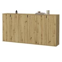 SIDEBOARD Eiche Artisan 183 cm, Kommode mit viel Stauraum - Schwarz/Eiche Artisan, Holzwerkstoff/Metall (183/99/34cm) - Inn.Furn