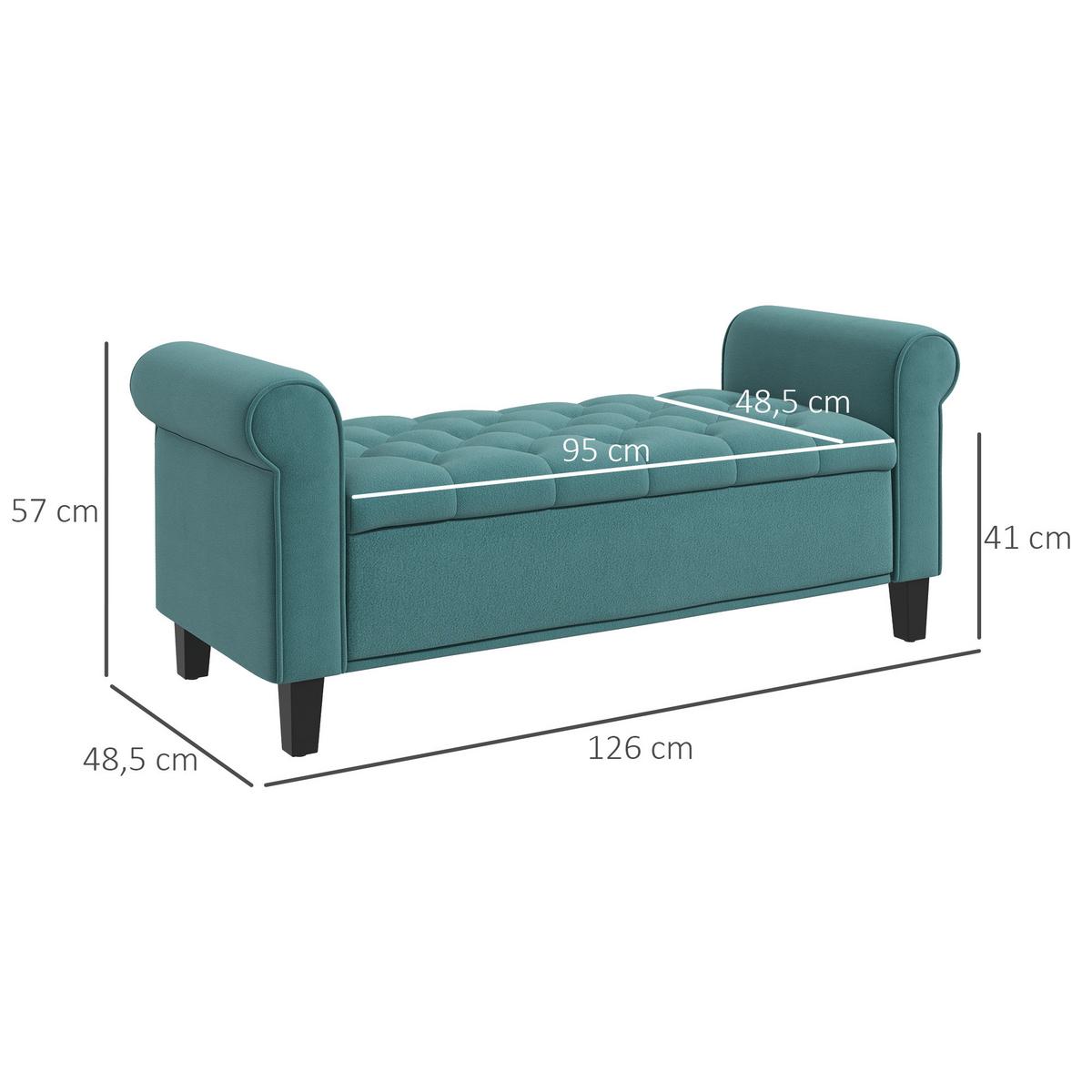 TRUHENBANK in Samtoptik Grün - Grün, Kunststoff (48.5/57/126cm) - HOMCOM