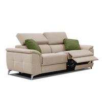 SOFA PLAUEN 3-Sitzer mit 2 Relaxfunktionen, beige - Beige/Silberfarben, Holzwerkstoff/Textil (214/83/105cm) - Wozimo
