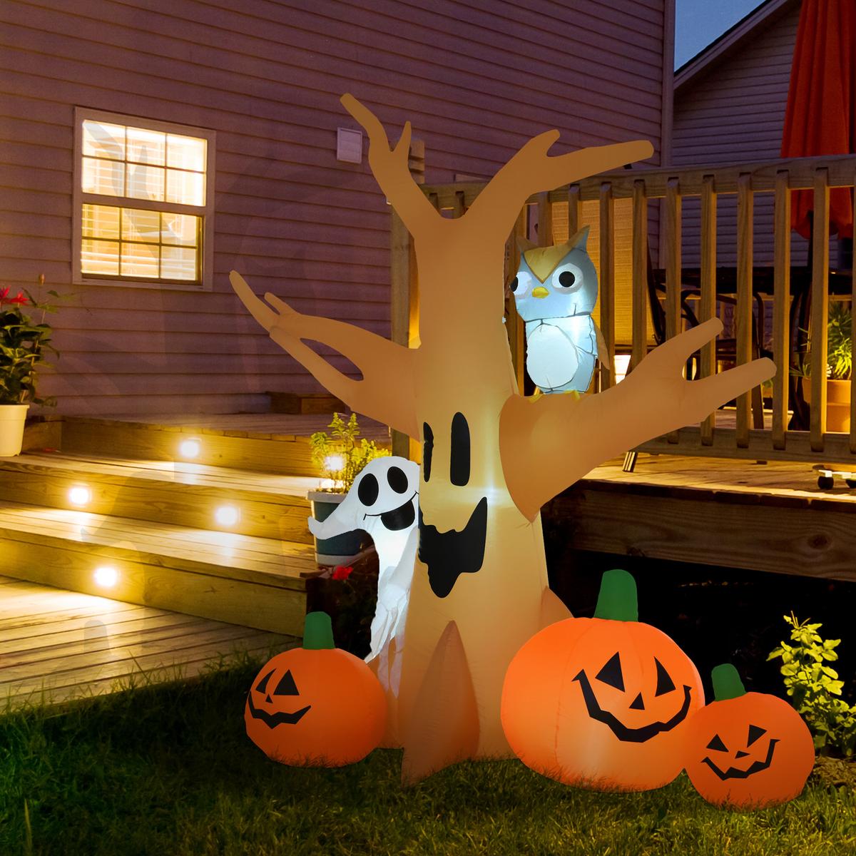 HALLOWEEN AUFBLASBARER BAUM, Mehrfarbig, Polyester - Multicolor, Kunststoff (100/240/190cm) - HOMCOM