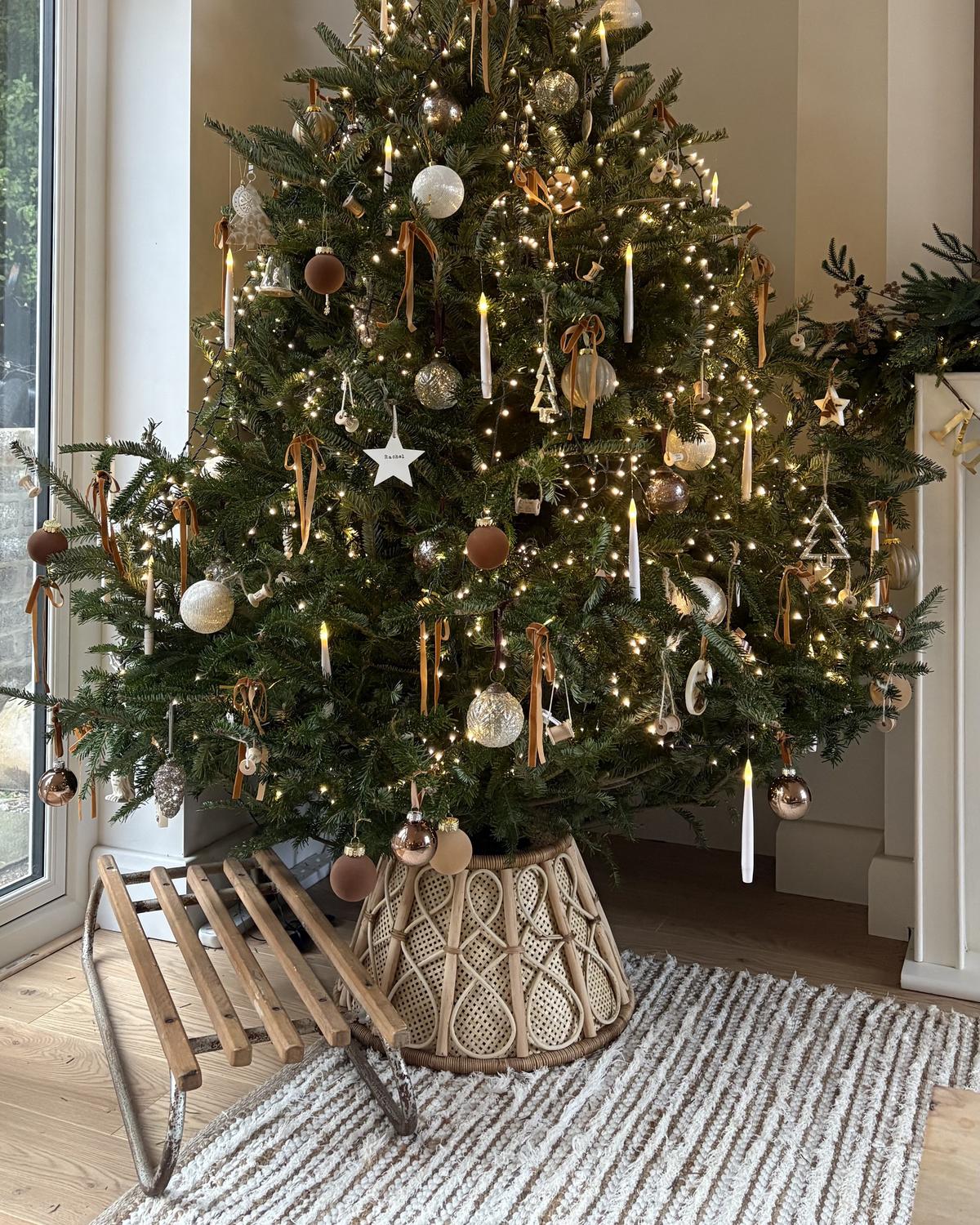 WEIHNACHTSBAUMKRAGEN 30 cm Naturfarben Avent - Naturfarben, Naturmaterialien (30cm) - Beliani