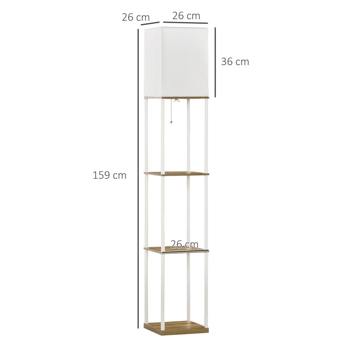 STEHLAMPE, Stehleuchte mit 3 Fächern, E27 Sockel, Weiß, exkl. Glühbirne - Weiß, Holzwerkstoff (26/26/159cm) - HOMCOM