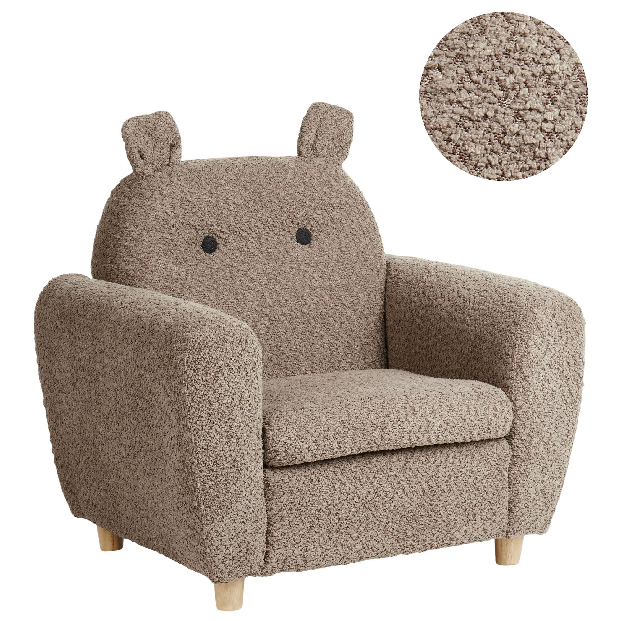 KINDERSESSEL Nilpferd Bouclé Braun Maribo - Braun, Textil (61/59/44cm) - Beliani