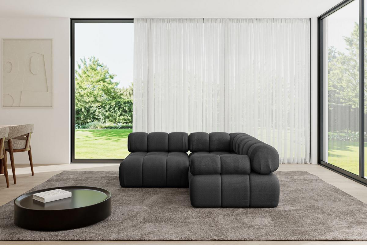 ECKSOFA modulares Sofa Mende-L1 - 190x190x70 cm Schwarz Velours - Schwarz, Holzwerkstoff/Textil (190/190cm) - ALTDECOR
