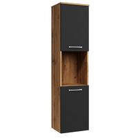 BADEZIMMERSCHRANK Montreal mit 2 Türen Eiche / Schwarz Matt - 30 x 30 x 130 cm - Eichefarben/Schwarz, Holz (30/131/30cm) - Badplaats