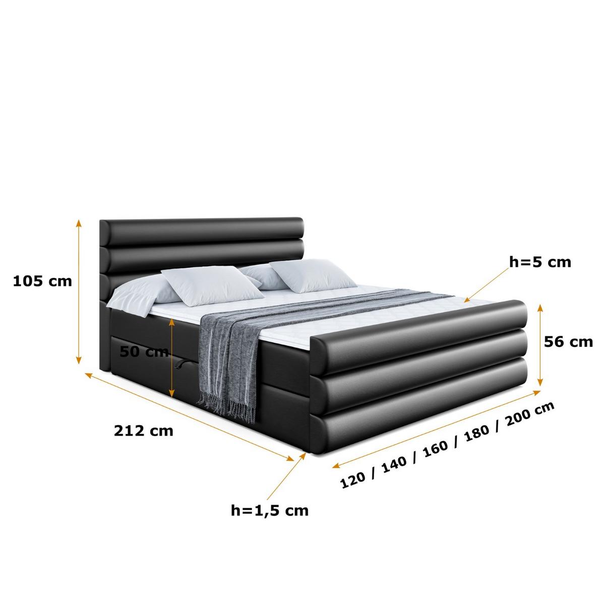 BOXBETT CELESTIA-Z - 140x200 cm - H4 - Schwarz Hochglanz - Schwarz Hochglanz, Holzwerkstoff (140/200cm) - ALTDECOR