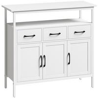 SIDEBOARD Spanplatte Edelstahl Weiß - Edelstahlfarben/Schwarz, Holzwerkstoff/Metall (35/88/95cm) - HOMCOM