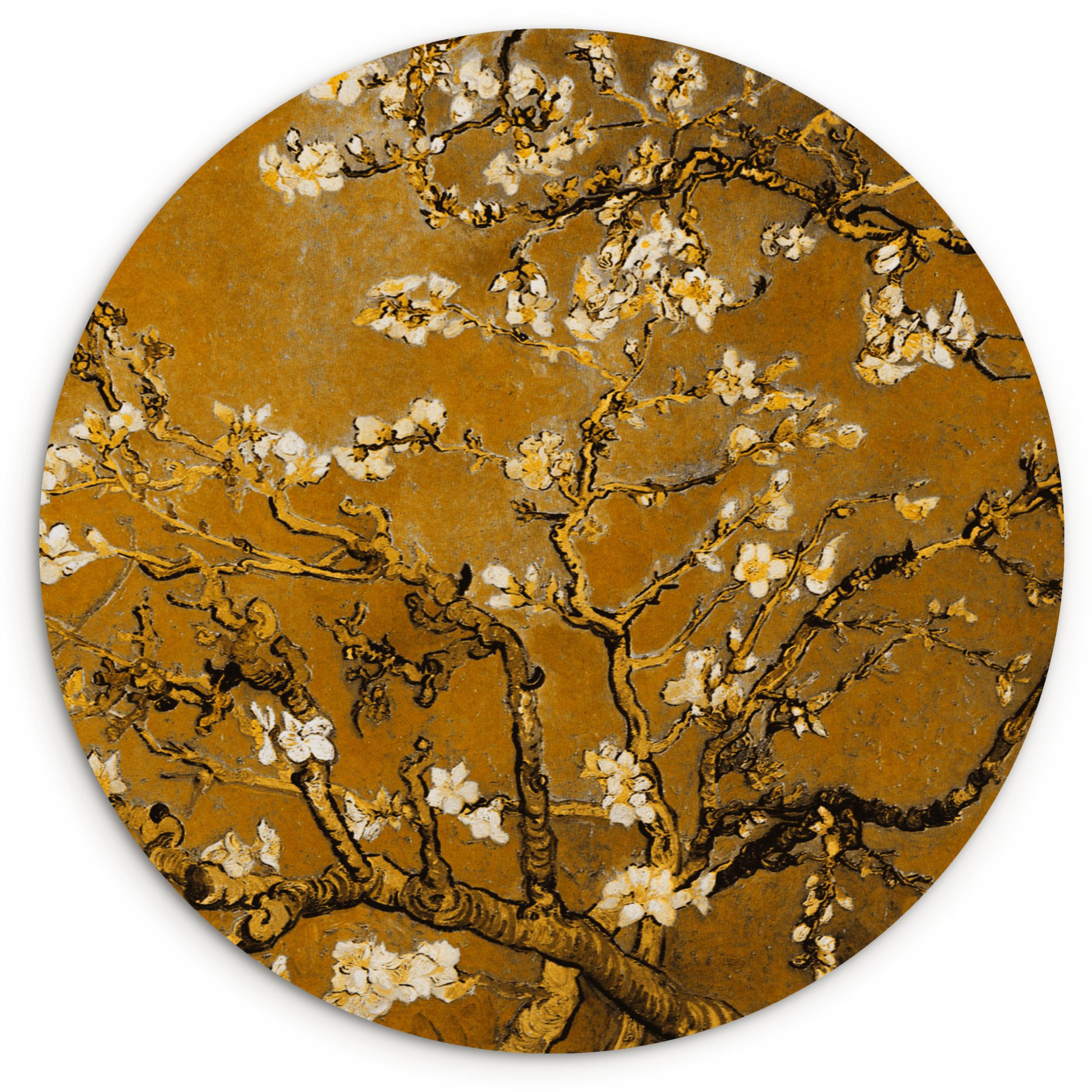 WANDBILD Mandelblüte - Kunst - Van Gogh - Gold Deko Wohnzimmer 30x30 cm - Wengefarben, Kunststoff (30/30cm) - MuchoWow