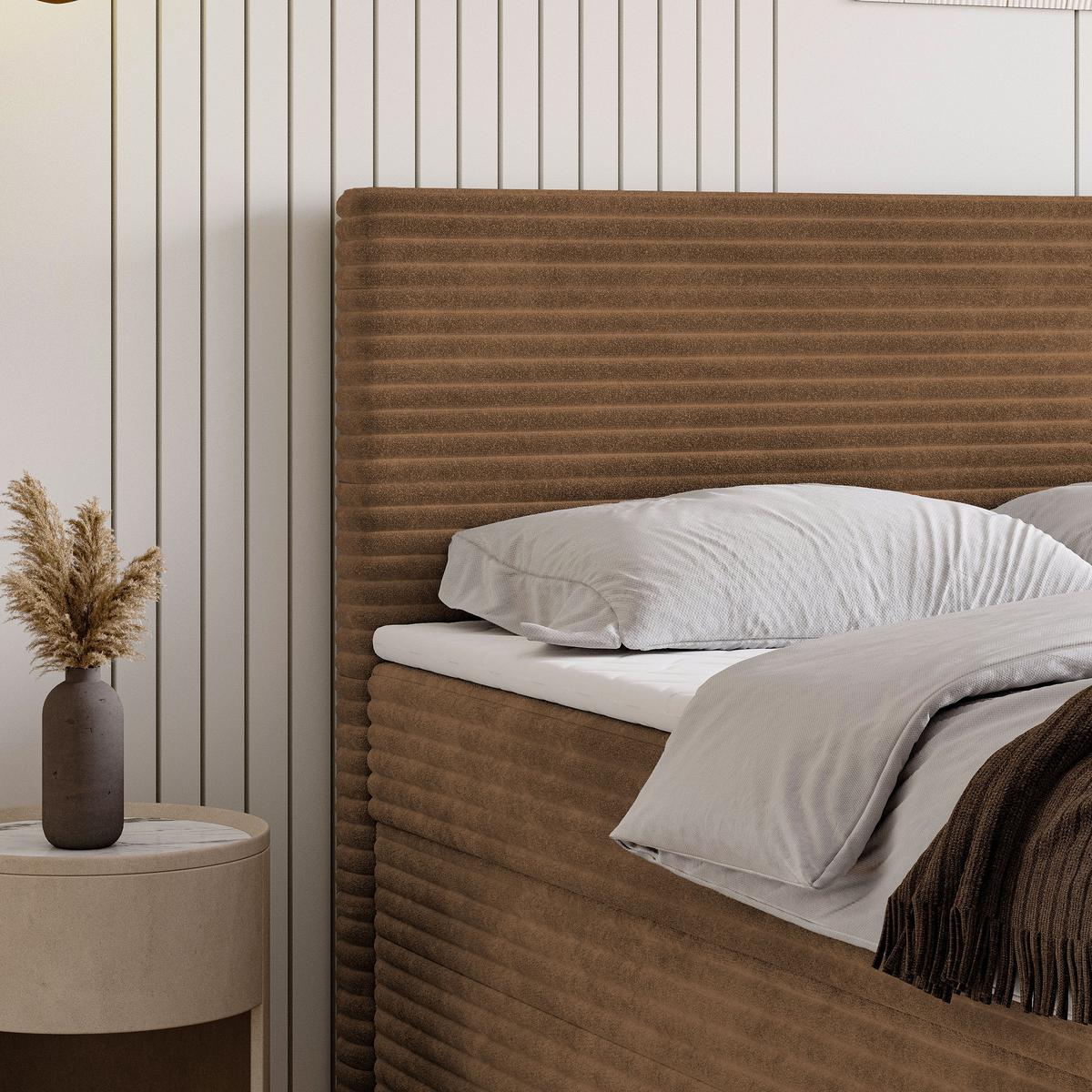 BOXBETT NOLEN 140x200 cm mit Matratze und Topper - Kupferfarben - Kupferfarben, Holz (140/200cm) - MASSENO