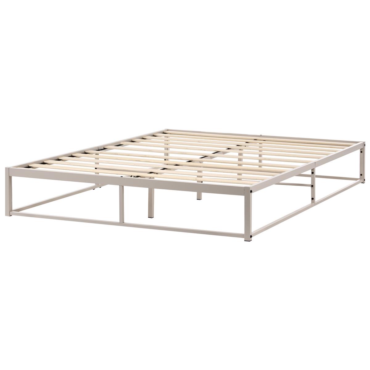 BETT ohne Kopfteil 160/200 cm Eisen Hellbeige Viry - Beige, Metall (160/200cm) - Beliani