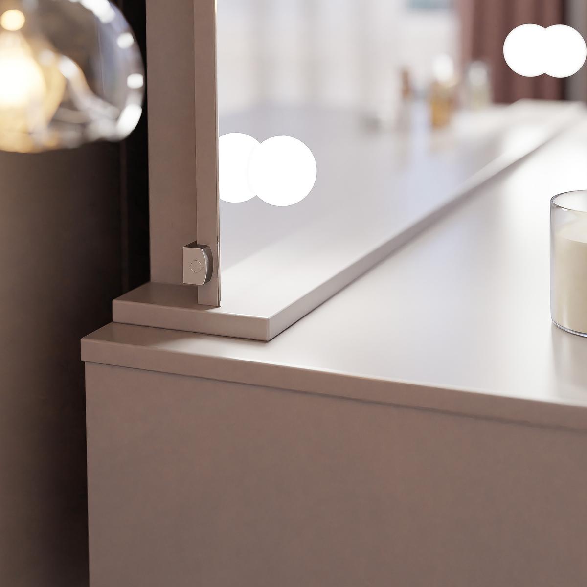SCHMINKTISCH Bella Beige Cashmere 110 cm mit Spiegel und LED Beleuchtung - Kaschmir, Holzwerkstoff (110/77/55cm) - Idohome
