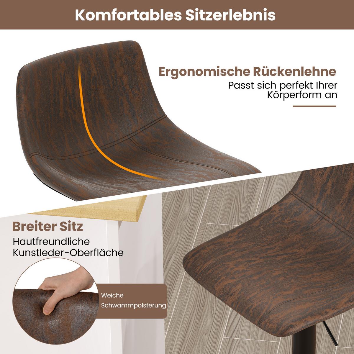 BARHOCKER Braun(2er-Set) - Braun, Metall (47.5/83/43cm) - COSTWAY