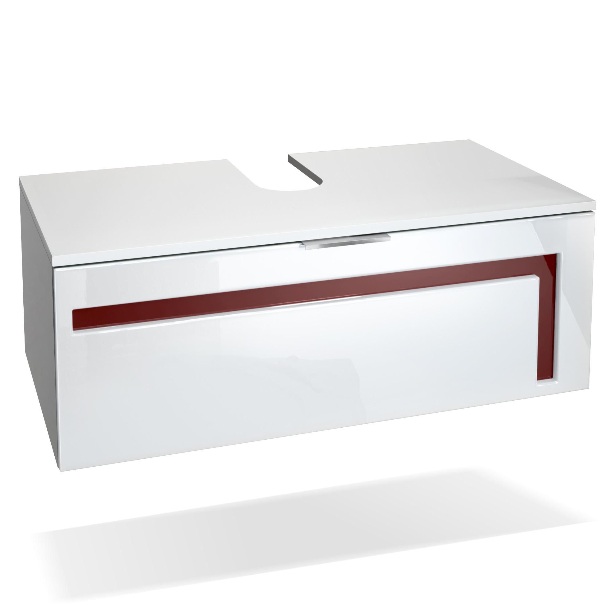 WASCHBECKENUNTERSCHRANK Aloha Absetzungen in Bordeaux Hochglanz - Bordeaux, Holzwerkstoff (96/36/51cm) - Vladon