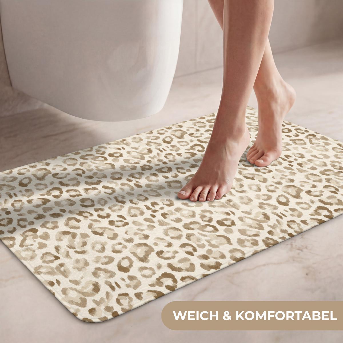WC-VORLEGER Leopard - Klassisch - Beige Toilettenteppich 80x50 cm - Hellbraun, Textil (80/1cm) - OnlyWow