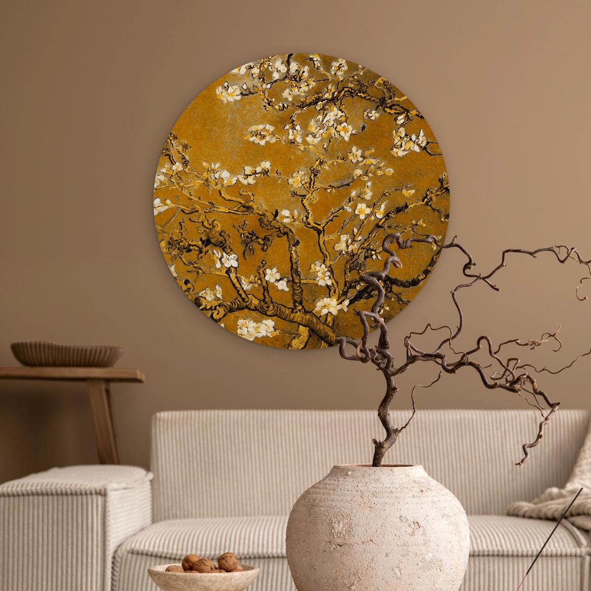 WANDBILD Mandelblüte - Kunst - Van Gogh - Gold Wanddeko Schlafzimmer 60x60 cm - Wengefarben, Kunststoff (60/60cm) - MuchoWow