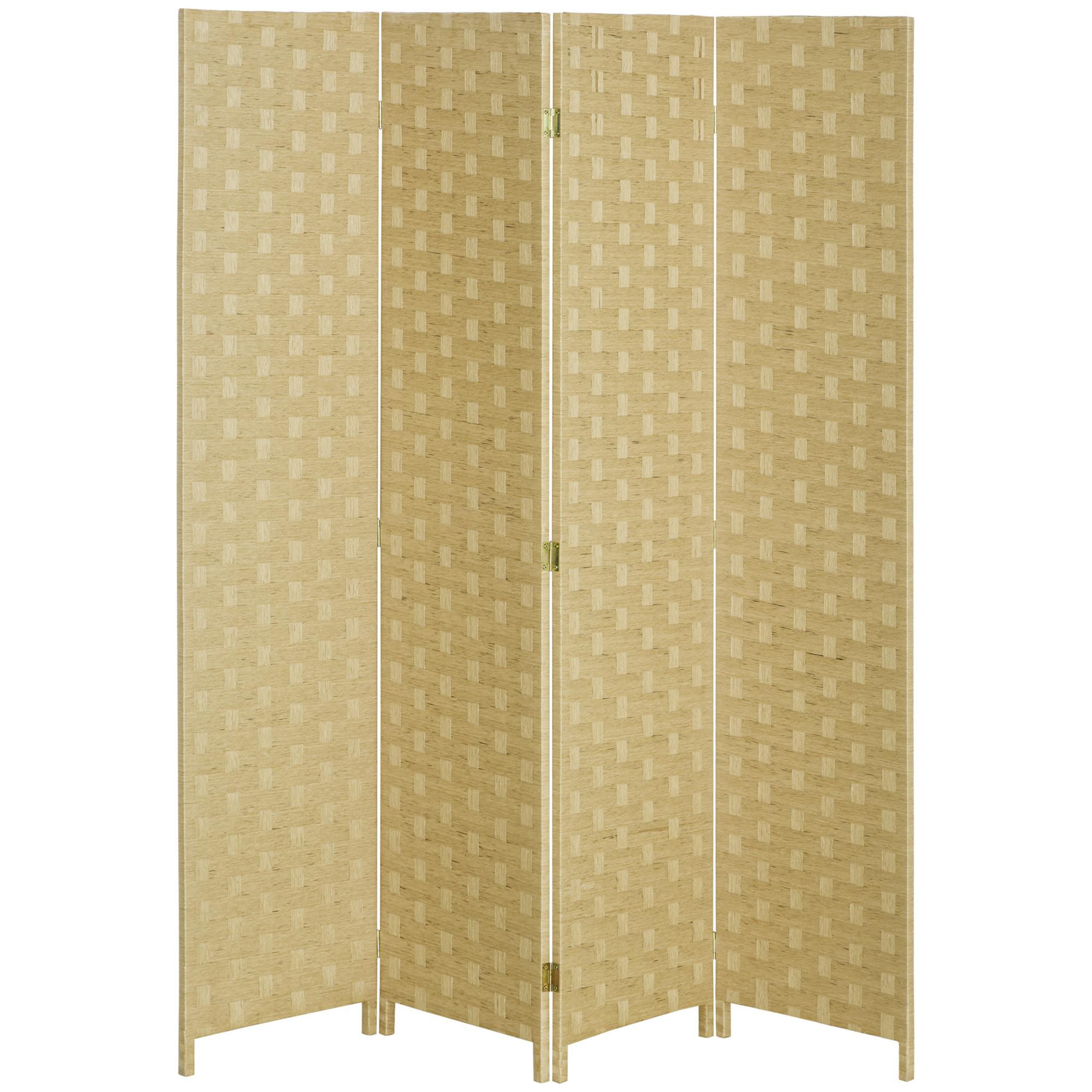 PARAVENT 4 TLG. 160 x 170 cm aus Wellenfaser für Wohnzimmer Braun - Braun, Papier (1.5/169.5/159.5cm) - HOMCOM