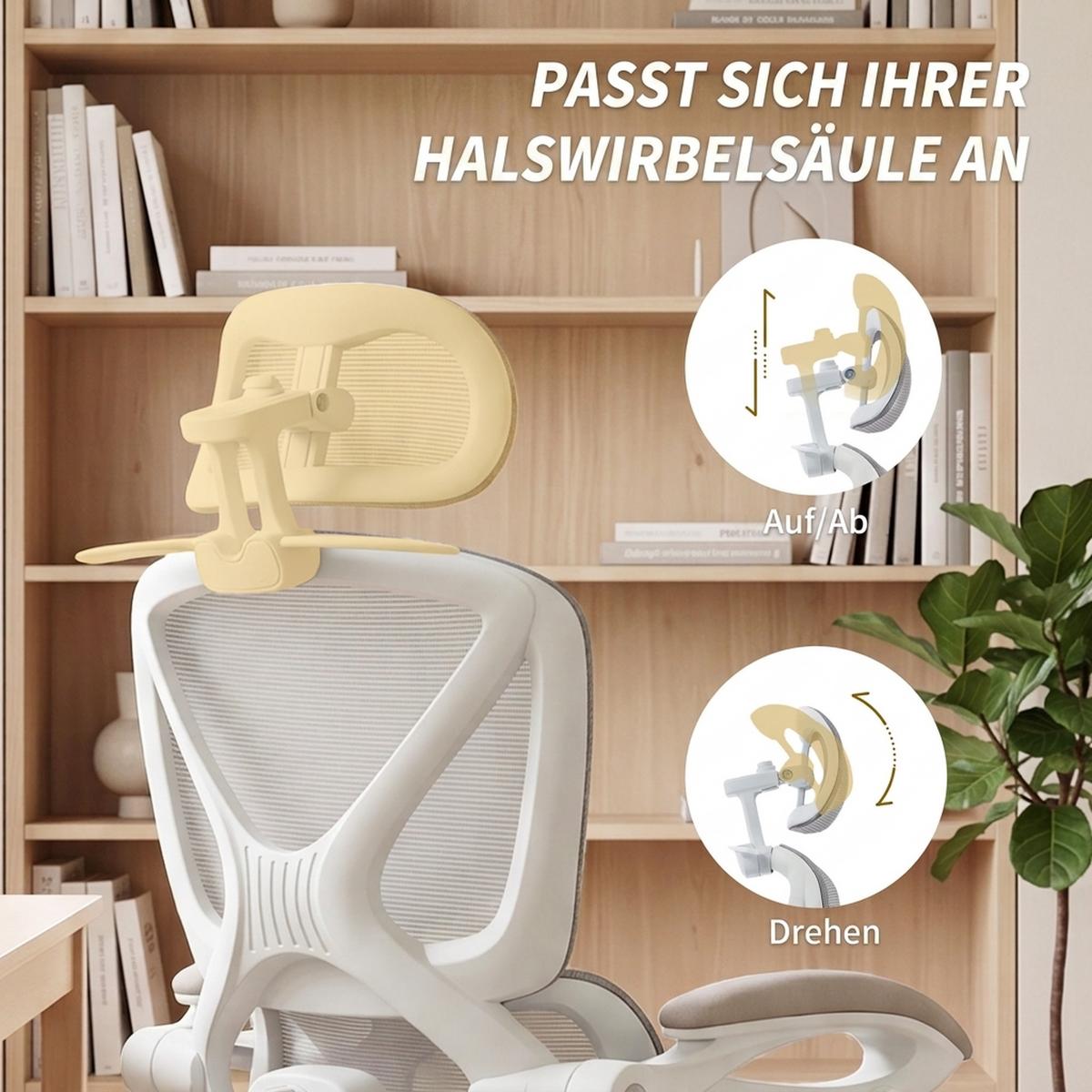 BÜROSTUHL Polyester Hellgrau - Hellgrau, Kunststoff/Textil (71/129/70cm) - HOMCOM