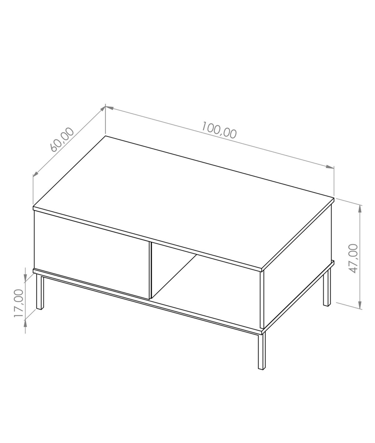 COUCHTISCH Queba 1S Hellbraun 100/47/60 cm – Sofatisch hellbraun Holzoptik - Hellbraun/Schwarz, Holzwerkstoff (60/100/47cm) - AX Living