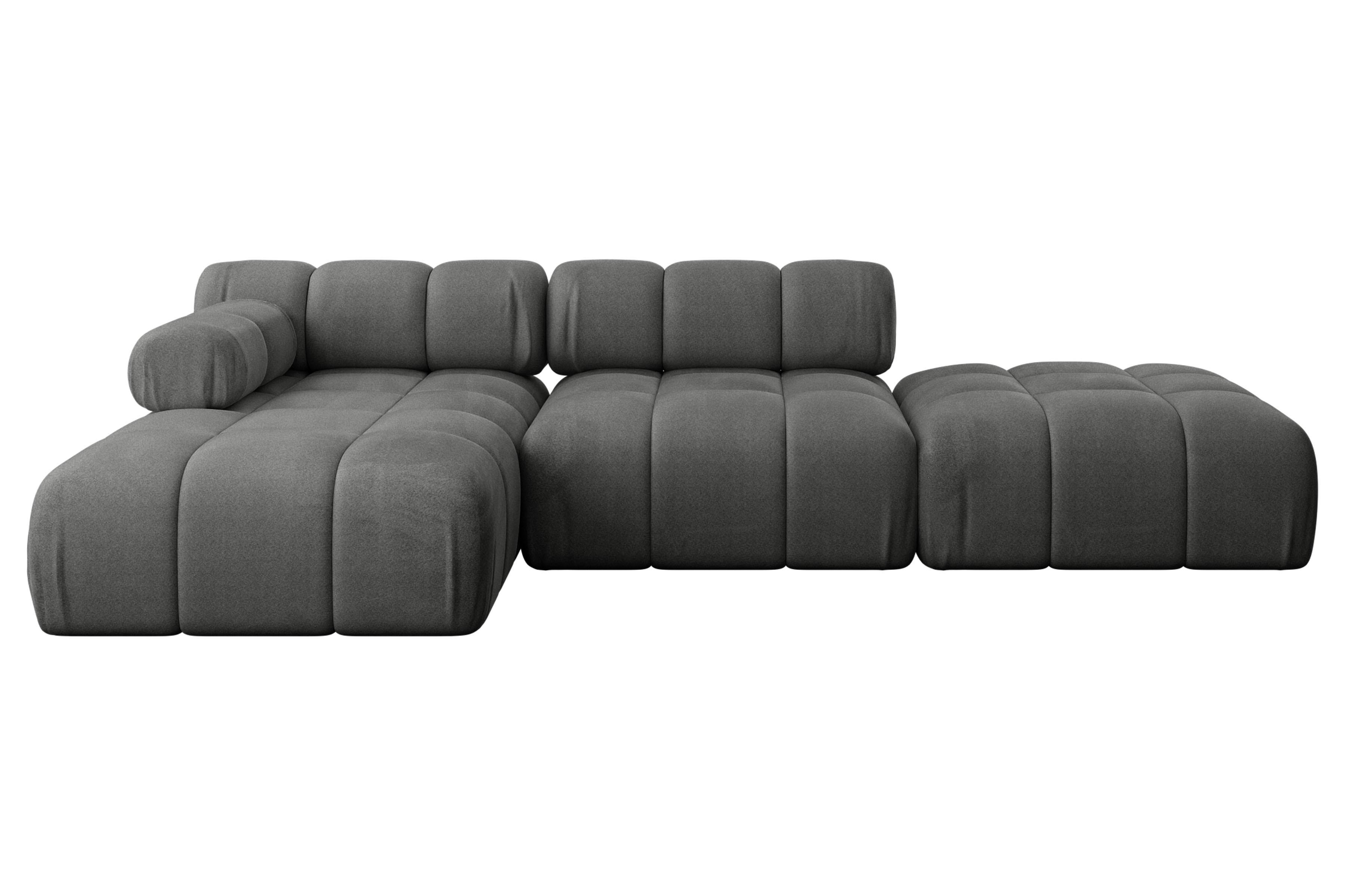 ECKSOFA modulares Sofa Lizur-L1 - 285x160x70 cm Dunkelgrau Velours - Dunkelgrau, Holzwerkstoff/Textil (285/160cm) - ALTDECOR