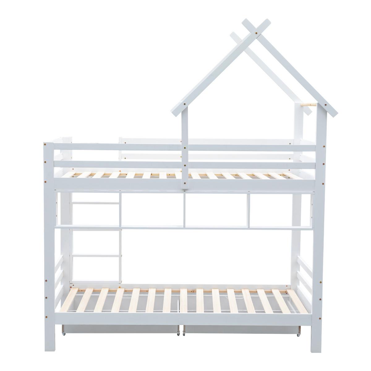 HAUSBETTEN 90/200cmWeiß - Weiß, Holz (205/243/95cm) - Urban Meuble