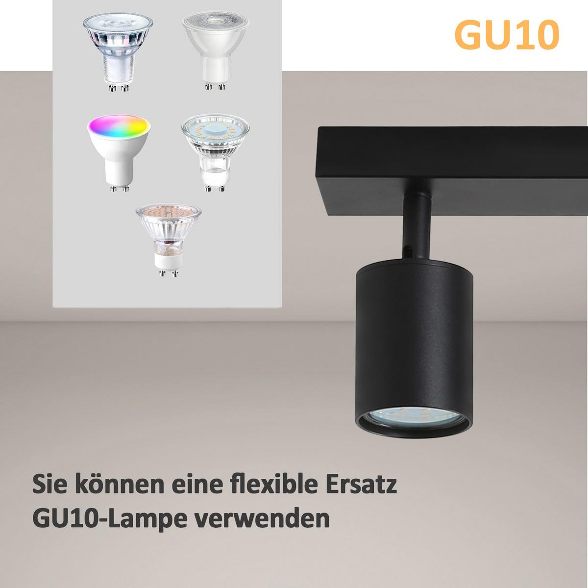 DECKENSTRAHLER Roger 5-flammig 55/3/14 cm - Schwarz, Metall (55/3/14cm) - Nettlife