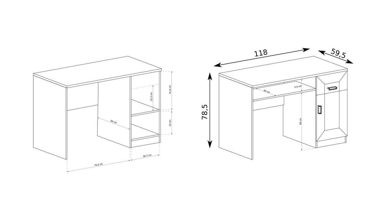 SCHREIBTISCH UDINE 118x60x78 cm Bürotisch Computertisch, Eiche Lefkas - Alteiche, Holzwerkstoff (60/118/78cm) - MASSENO