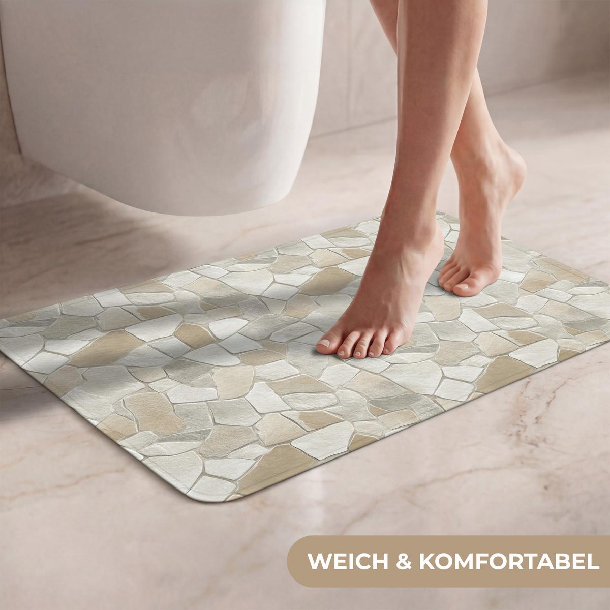 WC-VORLEGER Mosaik - Steine - Beige Toilettenvorleger 60x40 cm - Beige, Textil (60/1cm) - OnlyWow